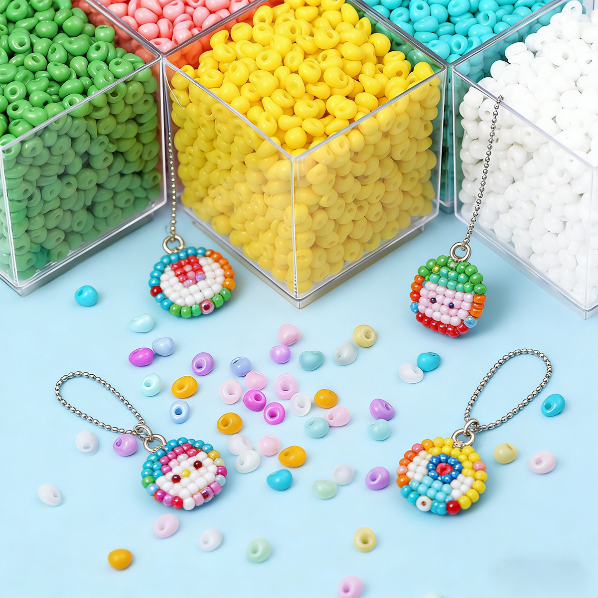 51pcs Colorful Glass Medium-Hole Waterdrop Beads for DIY Jewelry Making